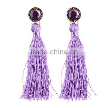 Bohemian Jewelry Big Crystal Gems With Tassel Drop Earrings for Women photo-4