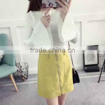 Zm50247b 2017 Autumn New Product Lady Clothes Flare Sleeve Knit Women Base Shirts photo-2
