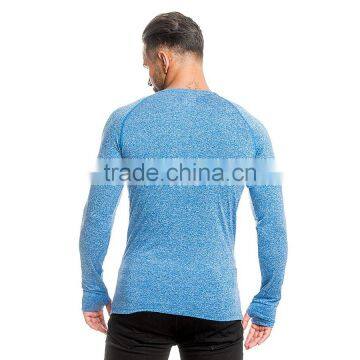 Longline Blue Tri Blend t Shirt Slub t Shirt Custom Logo Gym Fitness t Shirt photo-2