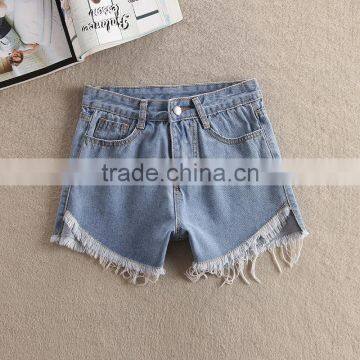 Summer Fashion Irregular Females Washable and Loose Cowboy Shorts Hot Shorts With Macrame photo-2