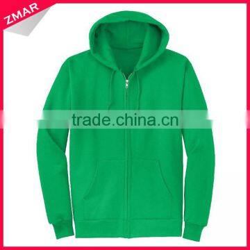 Wholesale Zip Up 65% Polyester 35% Cotton Plain Fleece Men's Hoodie Manufacturers