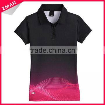 Cheap polyester latest design women collar sport sublimated polo shirt