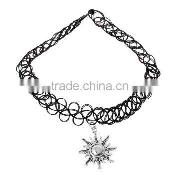 Fashion Jewelry Elastic Sun Pendants Black Tattoo Choker Necklace