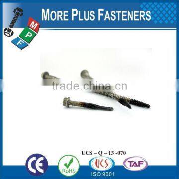 Taiwan #12-14 x 1-1/4" Hex Unslotted HWH Epoxy #3 410 Stainless Steel Bonded Sealing Washer Tek Self-Drilling Screw photo-6