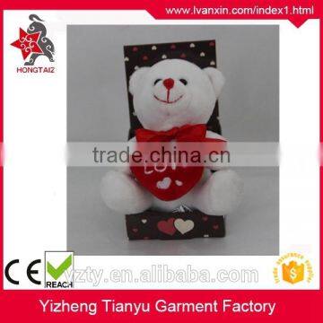 White Plush Stuffed Bear Soft Toy, Teddy Bear Shaped Plush Valentine Day Bear With Heart for Girl photo-2