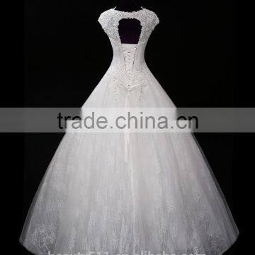 2017 New Design Real Picture Ball Gown Wedding Dress for Fat Women Classic Appliques Sequin Wedding Dress F11601 photo-4