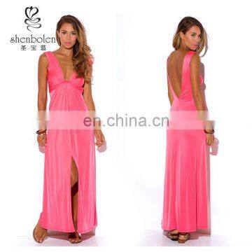 OEM Fashion Deep V High Slit Dinner Maxi Dress from Chinese Clothing Manufacturers