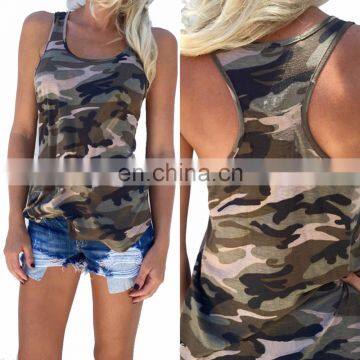 Women Tank Tops Camouflage Wild Round Neck Sleeveless Casual Vest clothing