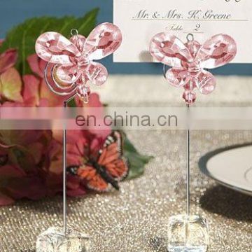 Exquisite Pink Crystal Butterfly Place Card Holders