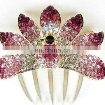 2013 newest fashion alloy rhinestone hair comb fork