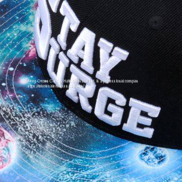 China Acrylic 6 Panel Black Custom 3D Embroidery Snapback Hats