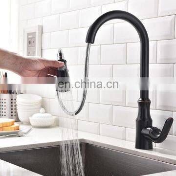 Economic Brass Kitchen Faucet Single Handle Pull Out Mixer Tap Gold Plated Kitchen Sink Faucets