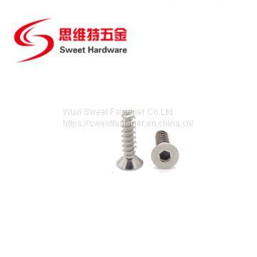 Countersunk head socket screw A2 A4 stainless steel blunt tip tapping screw with competitive price