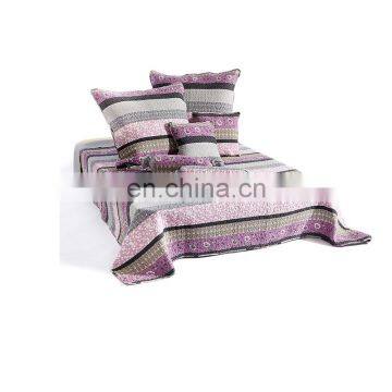 Fancy modern printed purple bedspread quilted cotton bedspread