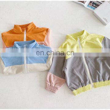 Boys and girls clothing sweater autumn style contrast stitching trendy fan Tong jacket sports zipper shirt long sleeves