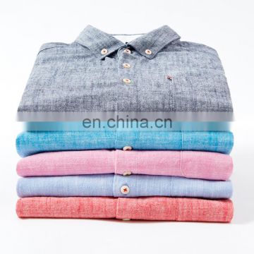 Wholesale Mens long sleeve plus size heather colors linen casual shirts