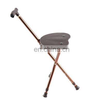 Outdoor fashionable aluminum folding chair walking stick elderly walking stick with seats