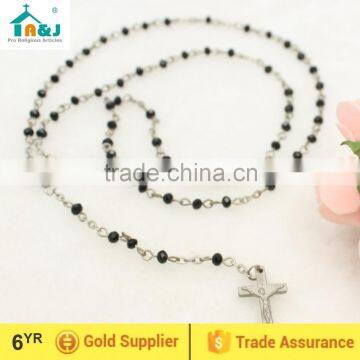 Catholic plastic rosary bead wholesale cross necklace