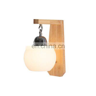 New Design High Quality Modern Nordic Indoor Glass Shade Wooden Wall Lamp