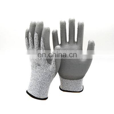 Safety Gloves EN388 Cut Resistant PU Coating Smooth Finished Touch Screen Hand Gloves