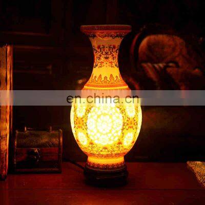 Chinese Antique Blue and White Porcelain Ceramic Desk Table Lamp photo-5