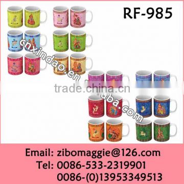 U Shape Zibo Made Promotional Zodiac Porcelain Reusable Water Drinking Cup for Tableware