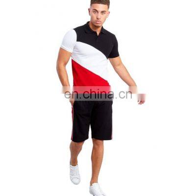 Wholesale custom men's Two Pieces Summer Sets Casual T Shirt Shorts Tracksuits Set Male Sweat Suit Fashion Patchwork 2 Piece