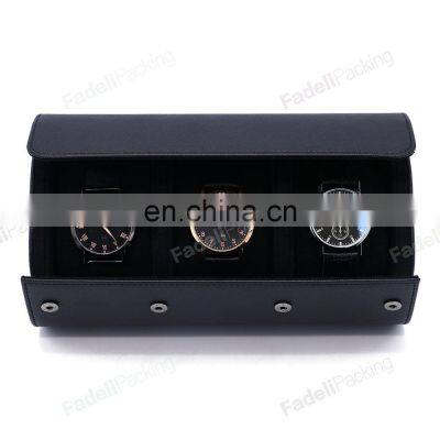 Black Leatherette Watch Case Display 3 Slots Watch Box Organizer Box Watch photo-3