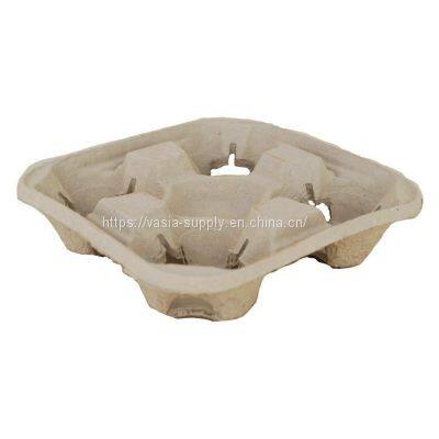 Recyclable Kraft Take Away Coffee cup carrier 4-cup Paper Cup Holder Trays