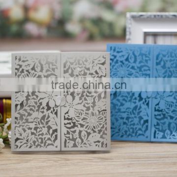 Gate Fold Natural Theme Elegant Laser Cut Wedding Invitation Card Rustic