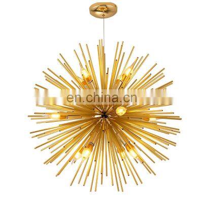 Hot-Selling Luxury Ceiling Hanging Light For Hotel Living Room Restaurant LED Pendant Lamp Staircase Golden Dandelion Chandelier