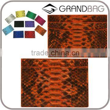 High Quality Hot Sale Custom Logo Orange Color Python Snake Skin Leather Credit Card Holder Purse Pocket Wallet