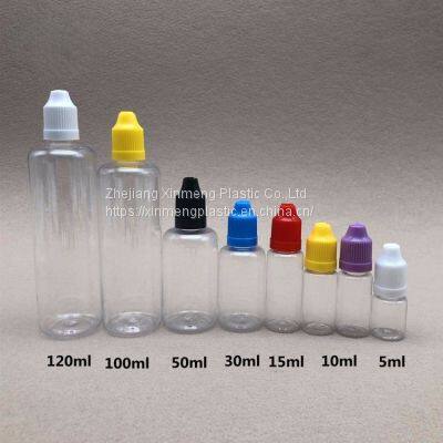 Colorful cap pet E-liquid bottle squeeze plastic 10ml 5ml 30ml 50ml 80ml 60ml 100ml pet e-juice vape oil dropper bottle