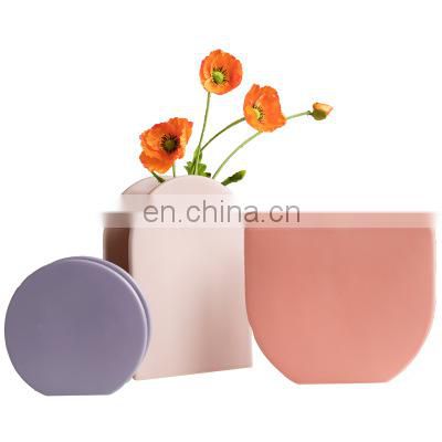 Morandi Matt Color Nordic INS Style Figurines Frosted Design Model Home Decoration Flowers Decorative Ornament Ceramic Vase