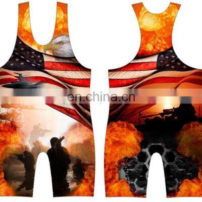 High Quality Gym Weightlifting Wear Reversible Wrestling Singlet photo-3