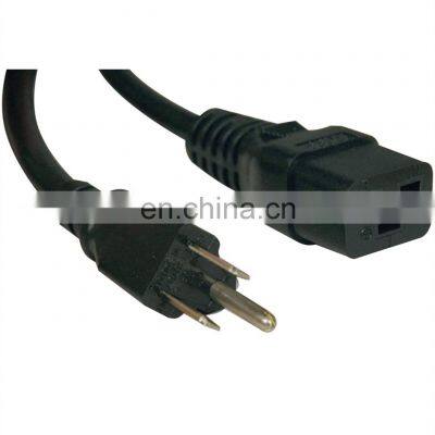 Guangzhou Top quality 15AWG NEMA 5-15P to IEC320 C19 PC Server AC Power Cord Cable  plug us