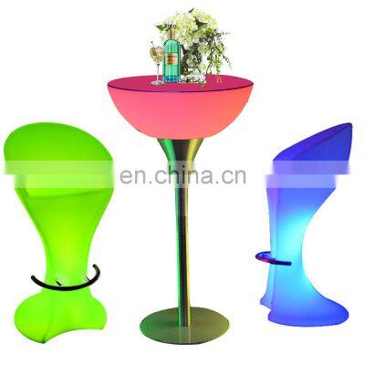 Bar furniture with illuminated led light illuminated event night club led bar stool furniture high cocktail table chair set