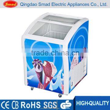 Home use manual defrost ice cream horizontal freezer with compressor