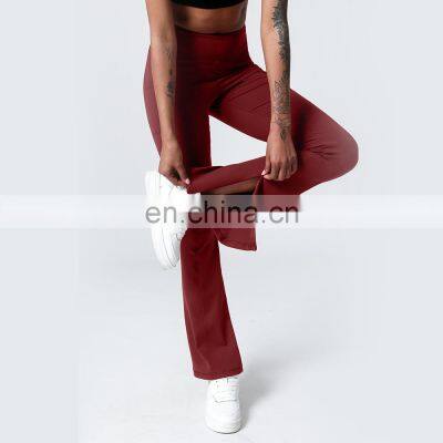 Fashion Morning Glory Design High Waist Gym Wear Bottom Zipper Flares Yoga Pants Leggings With Pockets For Women photo-3