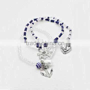 3 Layers Multi Bead Anchor Stretchable Bracelet Fashion Accessories Bracelet New photo-2