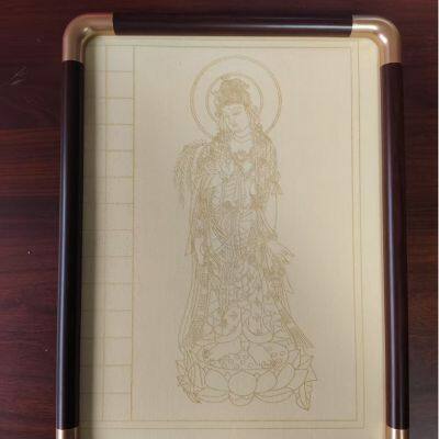 31*22.5cm Rectangle Xuan Paper Painting Hardcard Border Protection Rounded Corners Rosewood Wooden Frame photo-3