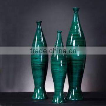 High quality best selling eco friendly spun blue lacquer bamboo vase in Viet Nam