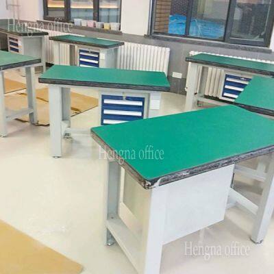 Packing Workbench | Heavy Duty Warehouse Fulfillment Station with Overhead Light / HN-PW06 / Shipping & Packaging Table for Logistic Center
