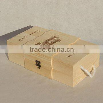 solid wood wine box for double wine bottles for sale