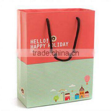 pink and green stripes cute gift paper bag