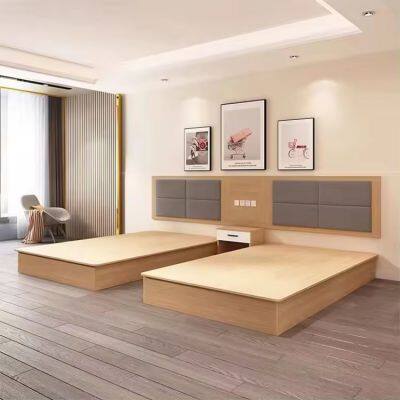 Modern Bedroom Furniture Sleep Storage Wooden Platform King Size Bed Frame Hotel Double Bed Base photo-4