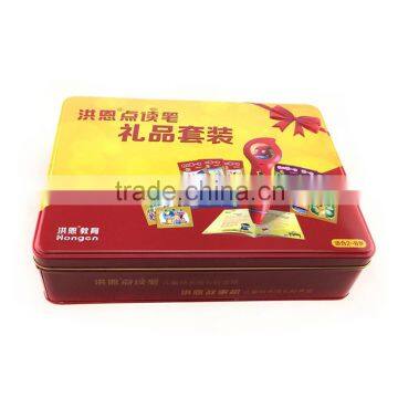 Promotional rectangular shaped metal tin box,stationary tin box package