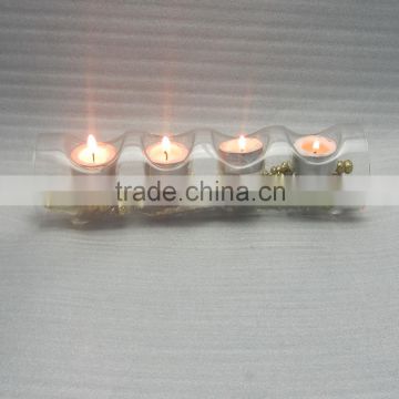 Tea Light Candle Log for 4 Candles, Clear Glass Tube Tea Light Candle Holders