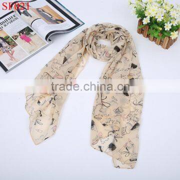 SF020 light orange chiffon scarf match with autumn fashion cloth