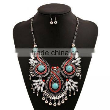 Women Jewelry Set Vintage Boho Turquoise Tassel Pendant Jewelry Sets photo-2